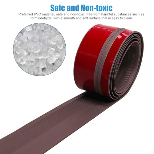 Treppenkantenprofil, 2M/5M Selbstklebend PVC Treppenkanten-Schutzprofil, Wasserdicht Rutschfest L-Form Treppenkantenschutz, für Außen- und Innenbereich (Braun, 5m X 10.8cm)
