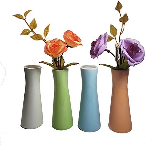 Set of 4 Decorative Miniature Bud Vases,Ceramic Bottle，Party Ideal Gift for for Home Office, Decor, Table Vases, Party Ornaments Bottles