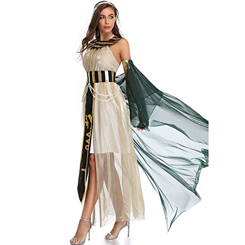 Image of Ulalaza Women's Cosplay Costume Cleopatra Greek Goddess Ancient Roman Warrior Uniform Outfit for Halloween Party