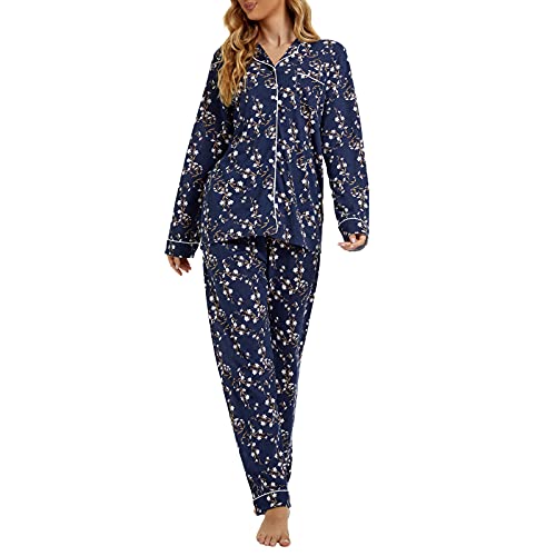 Image of Tugege Pajamas Set Long Sleeve Sleepwear Womens Button Down Nightwear Pj Sets