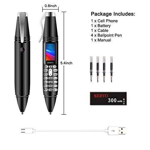 Pen Mini Cell Phone Bluetooth Dialer 0.96" Tiny Screen Mobile Phone Support Gsm Dual Sim Max 32G Tf Card With Camera Flashlight Radio Music Player Rechargeable (Black) #TOP7