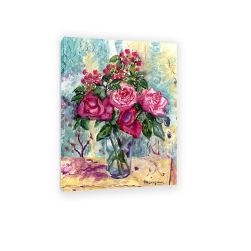Reproduction de peintures à l'huile Kleine Vase mit Rosen impression toile 80x110cm