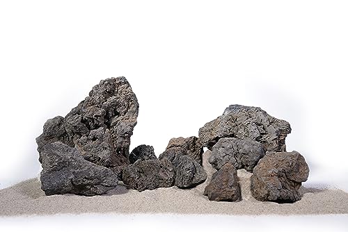 Image of LANDEN Black Icelandic Lava Stone Natural Rocks (18lbs, 3~11 inches,11pcs) for Aquariums, Paludariums, Terrariums, Caves and Rocky Peaks, Mountainous Desert Landscapes
