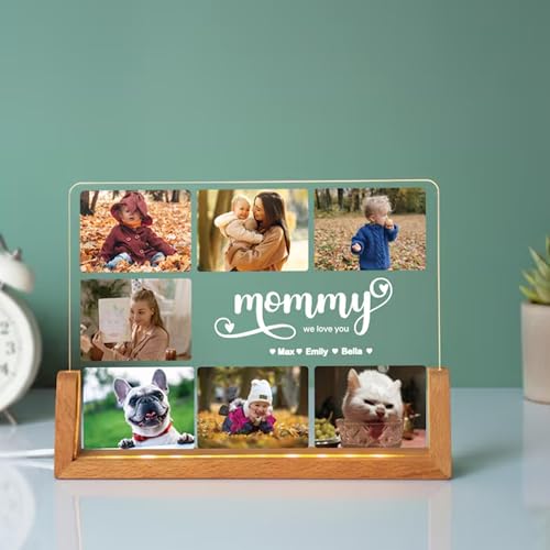 Image of Personalized Photo Collage Frame, Nana Photo Frame, Customized MomFrame, Mother's Day , Grandma Photo Collage Wooden Stand | Custom Gift | , Birthday valentine's day for Gift Him or Her (Mommy Frame)