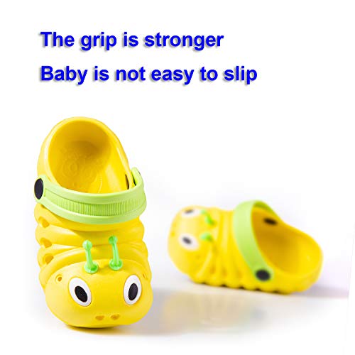 Baby Girls Boys Sandals Kid's Cute Lightweight Shoes Summer Premium Cartoon Sandals Children Caterpillar Non-Slip Beach Water Clogs Shoes Garden Slipper(Yellow,5) S21 #TOP3