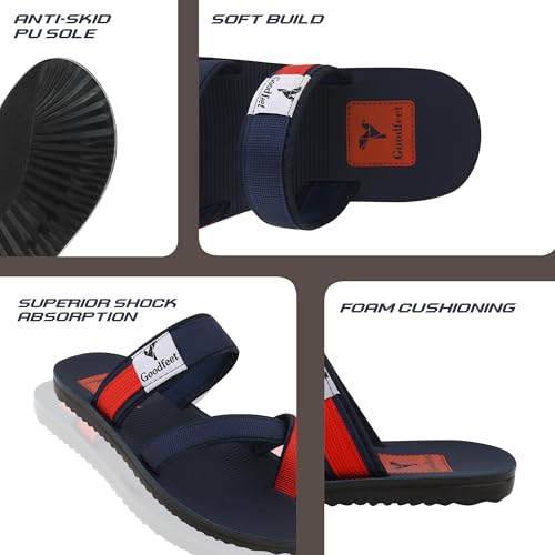 Image of Men's Slippers | Stylish & Comfortable Flip-Flop Slippers for Men | PU Material | Slip Resistant | Durable & Lightweight One Toe Slipper for Man | Chappal for Daily Use (GF-6001)