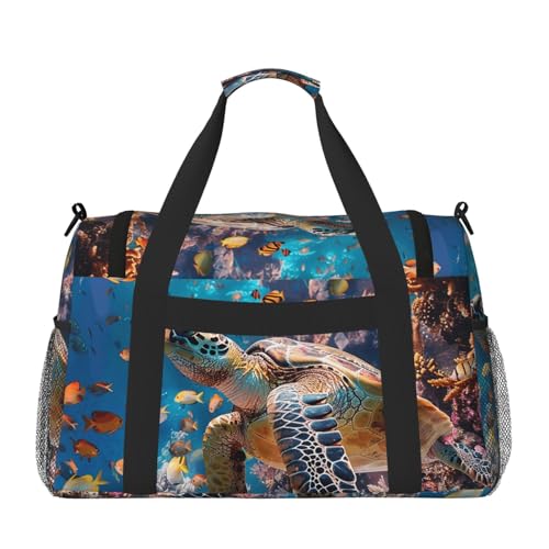Undersea Turtle Seashell Duffle Bag for Travel Ocean Animal Sports Gym Tote Carry On Bag Large Shoulder Weekend Overnight for Workout2