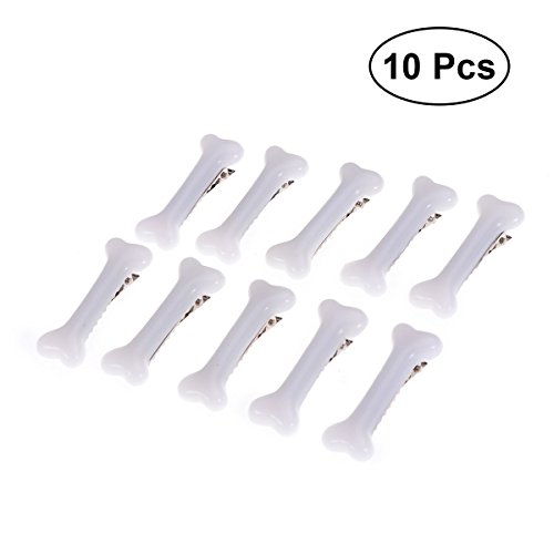 Frcolor White Dog Bone Hair Clips Hair Pins Barrettes For Halloween And Cosplay, 10Pcs #TOP1
