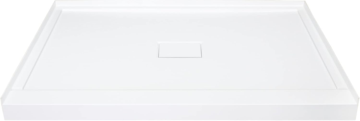Transolid FLU4834C-31 Low Threshold 34-in L x 48-in W Shower Base with Center Drain in White