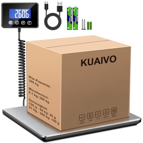 KUAIVO Paketwaage, 300kg/20g Hochpräzise Plattformwaage mit...