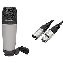 Samson C01 Large-Diaphragm Cardioid Condenser Microphone + Amazon Basics XLR Microphone Cable 10 Foot Bundle