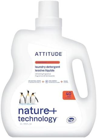 ATTITUDE Liquid Laundry Detergent, EWG Verified Laundry Soap, HE Compatible, Vegan and Plant Based Products, Cruelty-Free, Summer Berries, 40 Loads, 67.6 Fl Oz