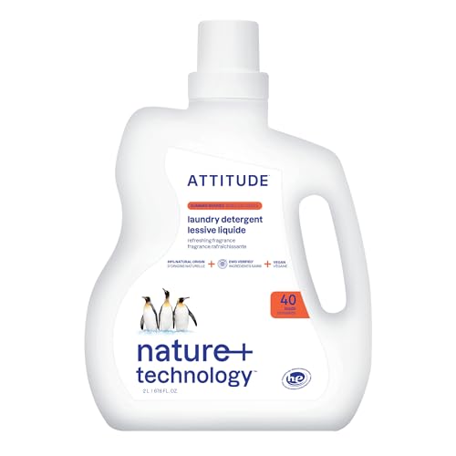 ATTITUDE Liquid Laundry Detergent, EWG Verified, HE Compatible, Plant-Based & Vegan, Natural Laundry Soap, Summer Berries Scent, 40 Loads, 67.6 Fl Oz