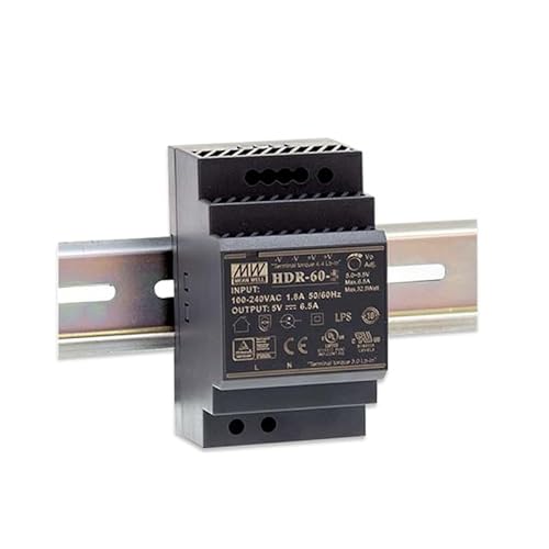 MEAN WELL HDR 60W 15V 4A Switching Power Supply, AC Single Output DIN Rail HDR-60-15 Ultra Slim Step Shape Power Supply Driver Transformer