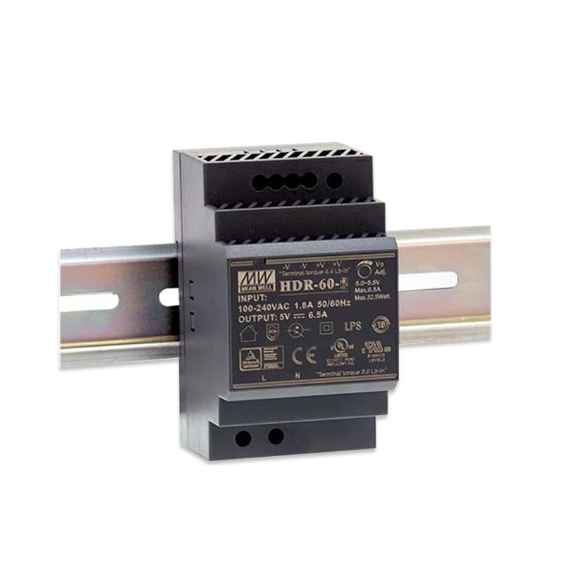MEAN WELL HDR 60W 48V 1.25A Switching Power Supply， AC Single Output DIN Rail HDR-60-48 Ultra Slim Step Shape Power Supply Driver Transformer