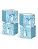 DAMAHOME Collapsible Storage Cube Bins, Foldable 11 Inch Cube Storage Bins with Dual Handles and Tags, 4-Pack Fabric Storage Cubes for Shelves, Closet, Nursery, Toys, Turquoise