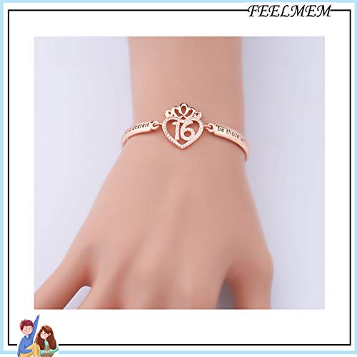 Image of FEELMEM Birthday Gifts Bracelet 12th 13th 16th 18th 30th 40th Crown Queen Charm Bracelet Birthday Gift for Daughter Niece