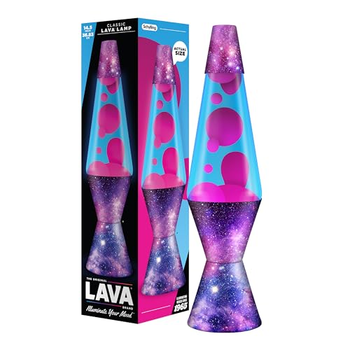 Lava Cosmic Flow Lampe de mouvement originale avec base imprimée Rose et bleu 36,8 cm