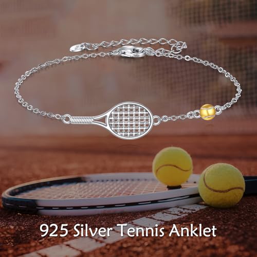Tobillera de tenis de plata de ley S925 mujer cadena de tobillo ajustable joyería 6