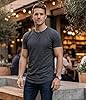 Decrum Mens Short Sleeve T Shirts - Casual Round Bottom Crewneck Tshirt for Men, Charcoal Grey - Mens High Low 5 Thread Cross Design Shirt, XXL #1