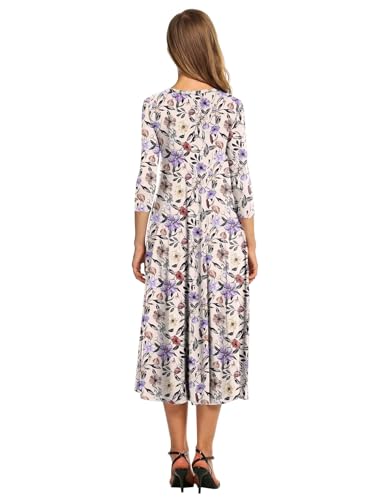 Image of HOTOUCH Women's 3 /4 Sleeve A-line and Flare Midi Long Dress