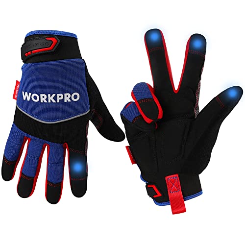 Workpro Safety Work Gloves, Mechanic Working Gloves For Men Women, Touch Screen, Terry Fabric, Non-Slip (M, Blue Black) #TOP5