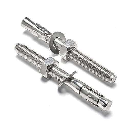 Standard Fasteners for Heavy-Duty Zinc Wedge Anchors for Cement and Concrete Wedge Type Fully Threaded Design Expansion Zinc Plated Anchor Bolts (Pack of 10pcs)(10X75)-picture-13