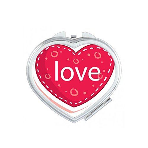 Miroir compact de maquillage imprimé rose et cœur pour sac à main