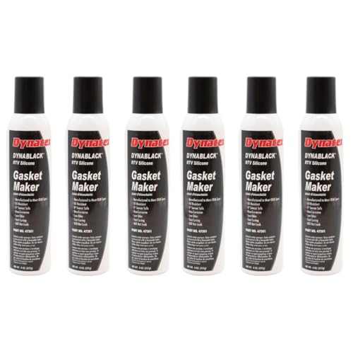 Image of Dynatex DynaBlack RTV Silicone Gasket Maker 8oz Auto Can - 500F High Temperature, Sensor Safe, Low Odor, and Non-Corrosive Silicone Sealing Compound Made in the USA (6-Pack)