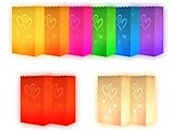 Trendmaus.de Lichttüten 10er Set Mix Doppel Herz - Candle Bags Lanterns Teelicht Papiertüten Kerzentüte Tütenwindlicht, 15 x 26 cm, Dekolicht für Weihnachten & Hochzeit - ALSINO