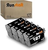 Run Star 4 Black 127 Remanufactured Ink Cartridge Replacement for Epson 127 T127 use in WF-3520 WF-3540 WF-7010 WF-7510 WF-7520 545 530 625 645 630 840 Printer