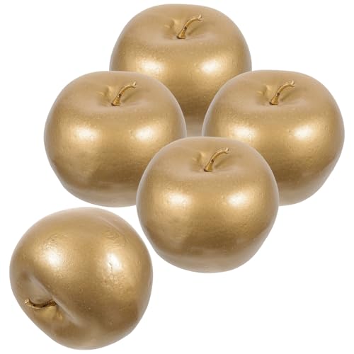 MOBUTOFU Gold Artificial Foam Fruit Set 5Pcs for Festive Table Centerpieces and Kitchen Decoration
