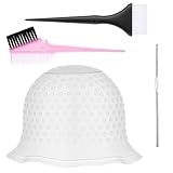 Hadnves Pre-punched with Holes Silicone Highlight Hair Cap Color Set Professional Reusable Highlighting Cap with Needle Brushes Salon Hairdressing Dyeing Staining Tools for Women Men