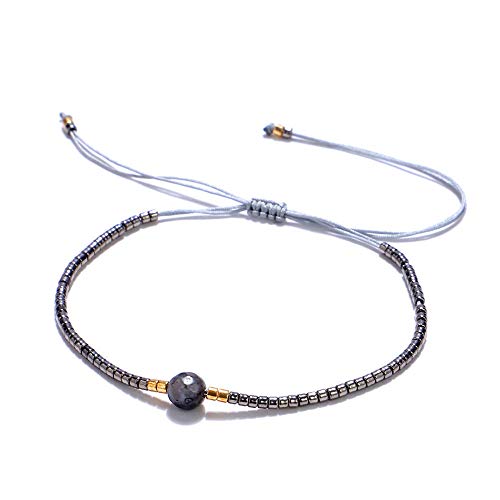 Bracelet perles pierre naturelle femme bijou vintage cristal tissé main