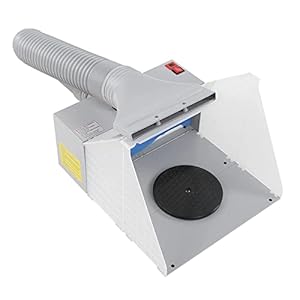 Draagbare airbrush hobby spuitcabine spuitbox met led-verlichting en draaitafel voor het spuiten van modellen, kunst, knutselen, taartversieringen, make-up, nagels, handwerk, enz.