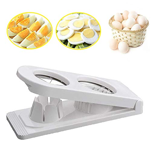 Egg Slicer Cutter, Stainless Steel Egg Separator Egg Slicer Tools Egg Extractor for 2 Slicing Styles Dual Egg Dicer Salad Slicer, Hard Boiled Eggs Slicer Tool (White)