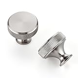 JOY DECOR 30 Pack Stainless Steel Kitchen Cabinet Hardware Knobs Round Solid Knurled Handles Single Hole Drawer Knobs for Cabinet Furniture Brushed Nickel Dresser Pulls