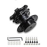 Yonput Pack-1 Aluminum Steering Wheel Hub Adapter, 6 Hole Racing Modification Steering Wheel Quick Release Device, Universal Auto Steering Wheel Heightening Adapter (Black)