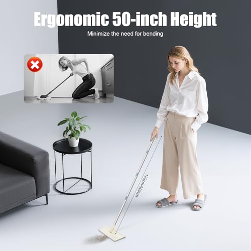 awolsrgiop Wischmopp Set mit Eimer, Bodenwischer Set, 8l Divider Bucket Mopp Set Mit 10 Blatt Austauschbarem Mikrofasertuch, Geeignet für Holzbretter, Fliesen, Marmor Langmopps – Bild 7