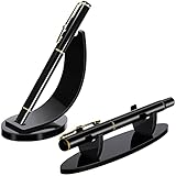 Spakon 2 Pieces Acrylic Pen Holder Display Stand Pencil Display Holder Fountain Pen Ballpoint Rack Desk Pencil Wand Showcase, Paintbrush Drying Rack for Home Office(Black)