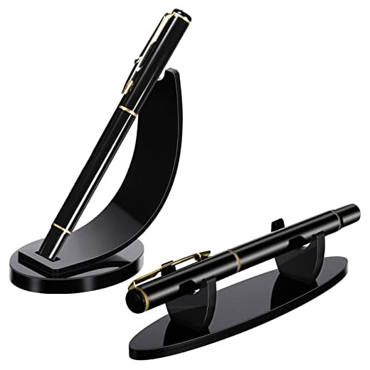 2 Pieces Acrylic Pen Holder Display Stand Pencil Display Holder Fountain Pen Ballpoint Pen Display Rack Desk Pencil Wand Holder Showcase, Paintbrush Drying Rack for Home Office School (Black)