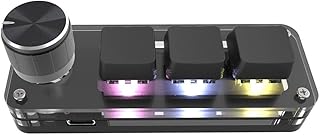 片手キーボード 3キーゲーミングキーボード メカニカルキーボード 回転ノブ付け プログラマブルキーボード 小型キーボード ショットカットキー DIYキーボード LEDバックライト