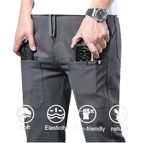 Sirmale Multipants-High Stretch Multi-Pocket Durable Cargo Pants Mens Breathable Casual Lightweight Pants, Elastic Waist4