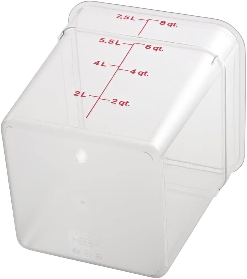 Cambro 8SFSCW CamSquare Food Container 8 qt. 8-3/8x8-3/8x9-1/8 clear, 6ct,Orange/pink