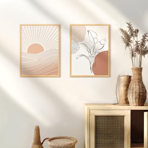Image of upsimples 12x16 Picture Frame Natural 3 Pack, Scratch-Proof Poster Frames 12 x 16 for Photo Gallery - Slide-In Strips, Horizontal or Vertical Wall Mounting