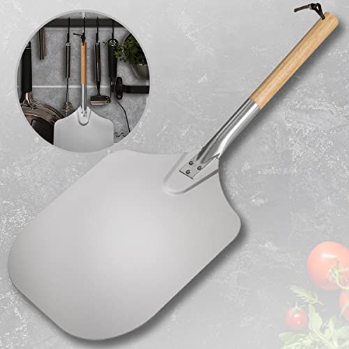 heidenfeld Pizzaschieber Catania | Aluminium Pizzaschaufel mit 66.5 cm - Große Fläche 30.5 x 30.5 cm - Schieber für Pizzastein - 20.0 cm Holz Griff abnehmbar -...