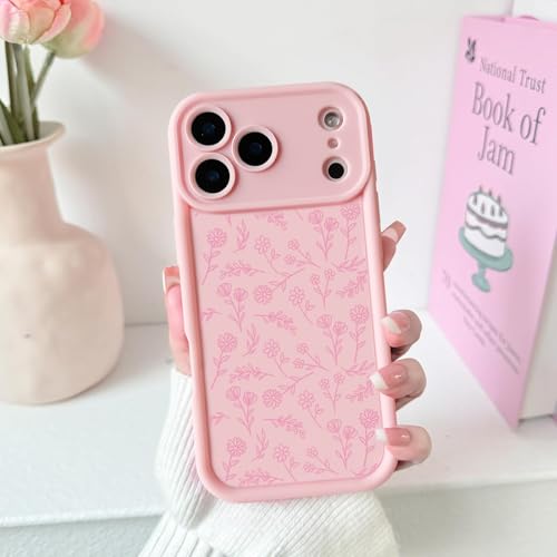 NITITOP Compatible for iPhone 17 Pro Case Cute Flowers Floral Leaves Design for Women Girls Stylish Artistic Soft TPU Shockproof Full Camera Protective Cover - Pink by NITITOP - Image 5