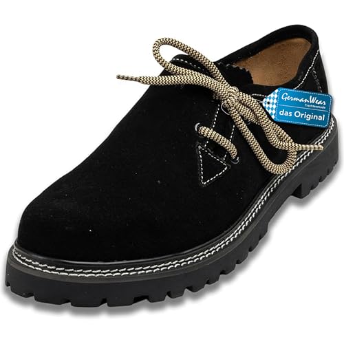 German Wear - Zapatos de cordones de ante para hombre negro negro, color negro, talla 46