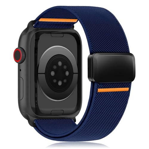 MaEiol Correas Nylon para Apple Watch 49mm /45mm /44mm /42mm /46mm(Series 11/10), Correas Elásticos Magnética Deportiva Repuesto Pulsera para iWatch Ultra/SE/Series 11 10 9 8 7 6 5 4 3 2 1,Azul Oscuro