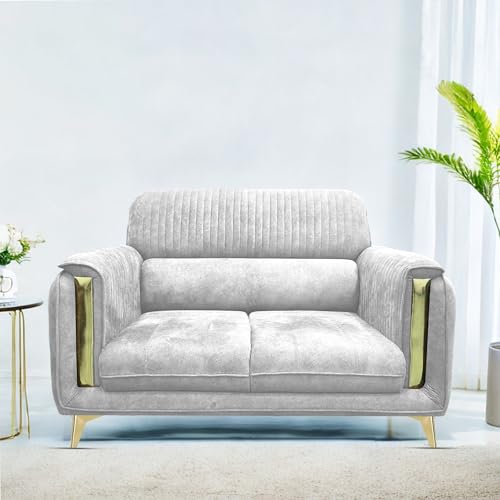 Image of Casaliving Gelio 2 Seater Sofa Set for Living Room (Grey Colour) Premium Fabric Sofa
